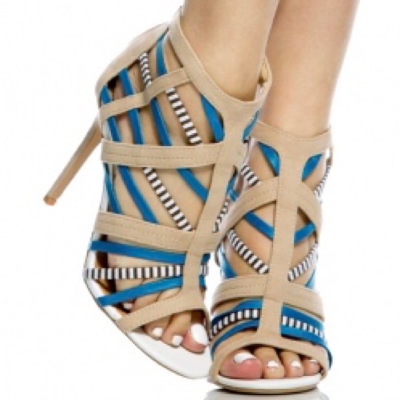 Shoes - Blue & Beige Heels